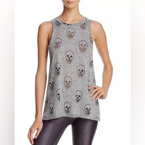 Terez brand gray racerback tank with skulls